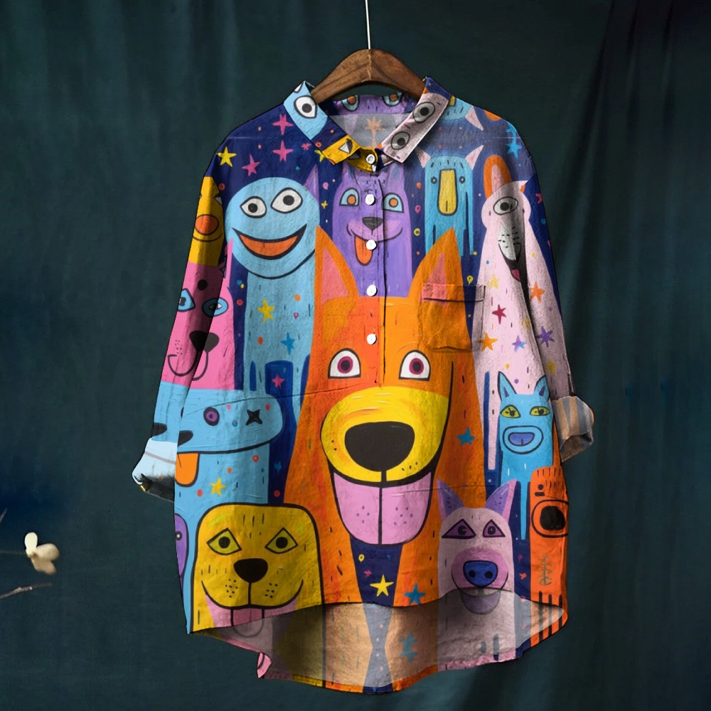 Women's Funny Dog Printed Casual Shirt
