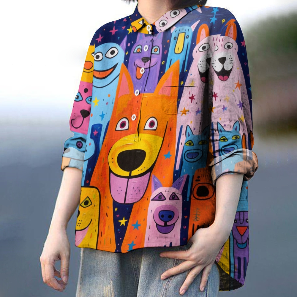 Women's Funny Dog Printed Casual Shirt