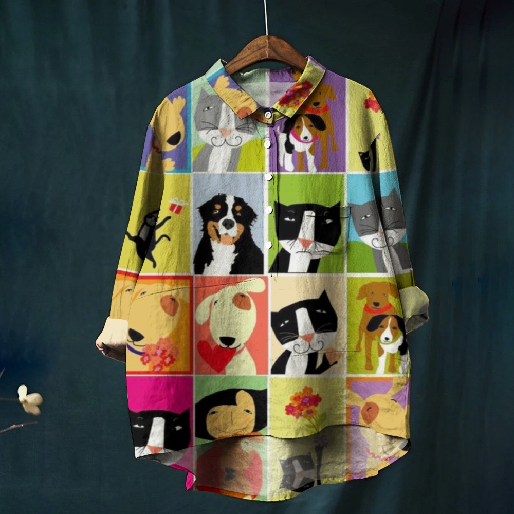 Women's Funny Dog Printed Casual Shirt