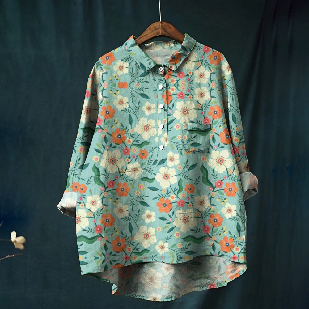 Women's Garden Floral Pattern Printed Casual Shirt