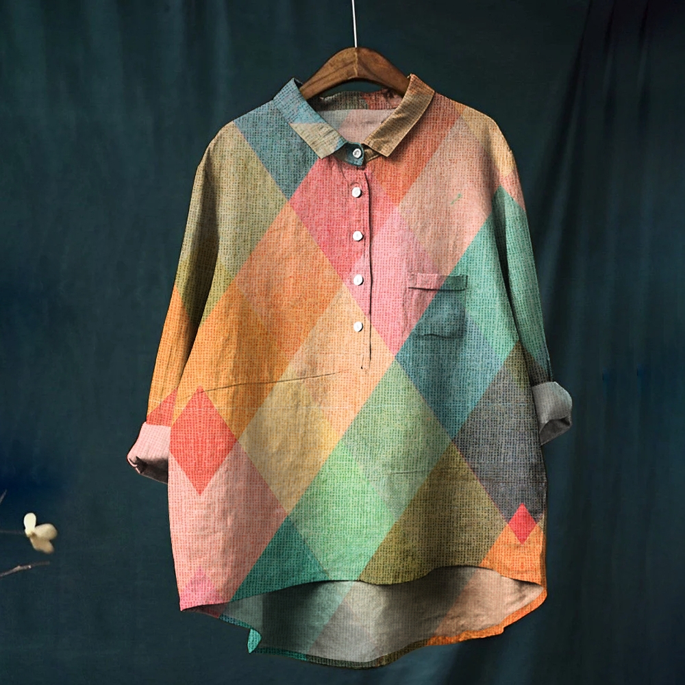Women's Colorblock Printed Casual Shirt