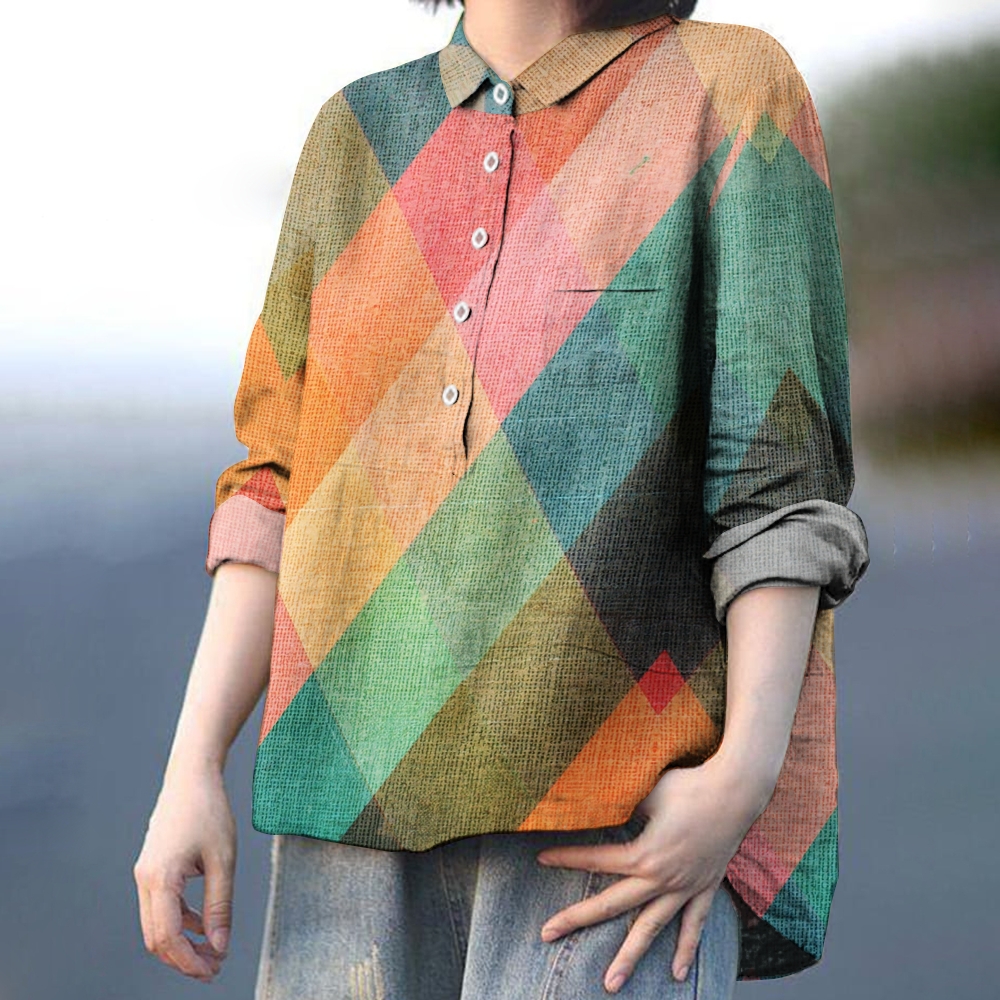 Women's Colorblock Printed Casual Shirt
