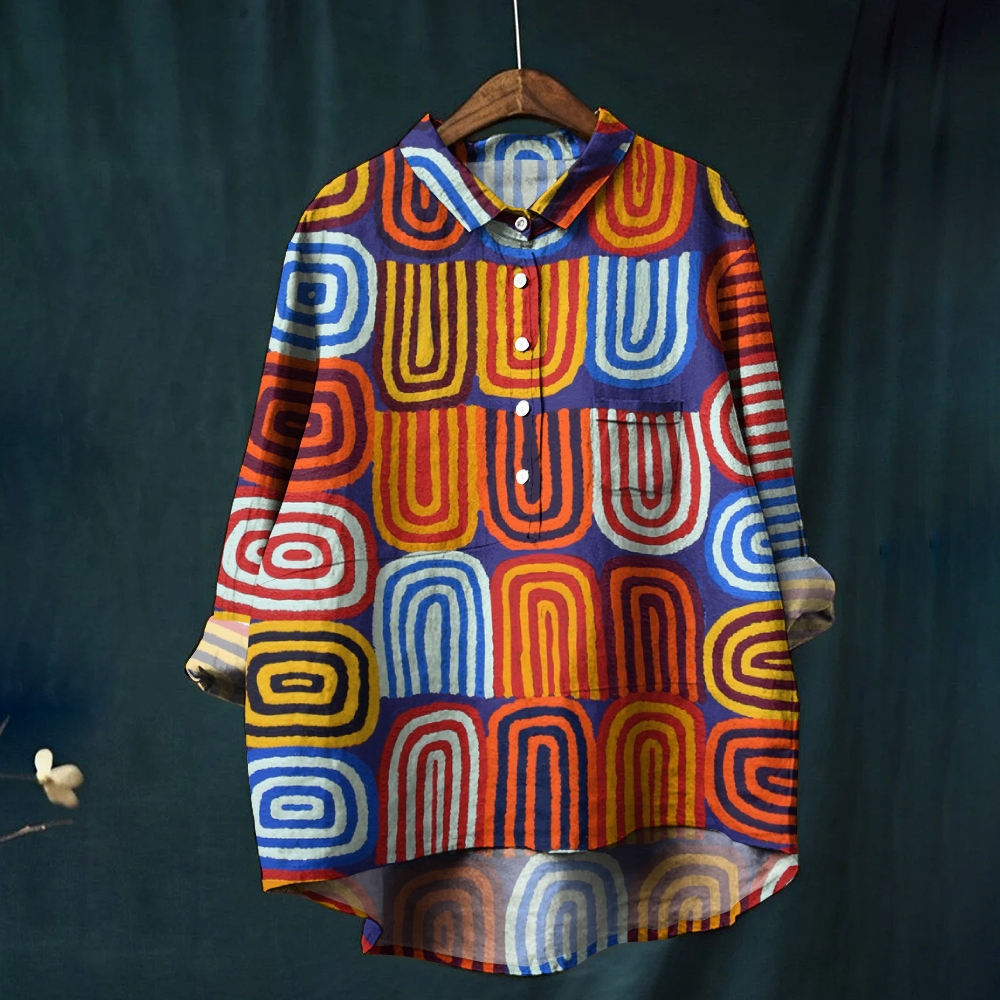 Women's Geometric Stripes Printed Casual Shirt