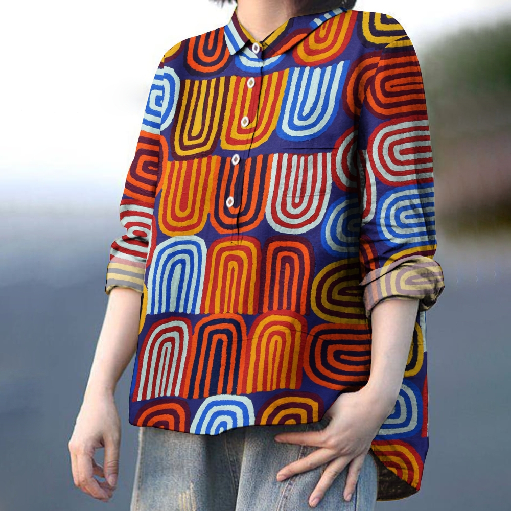 Women's Geometric Stripes Printed Casual Shirt