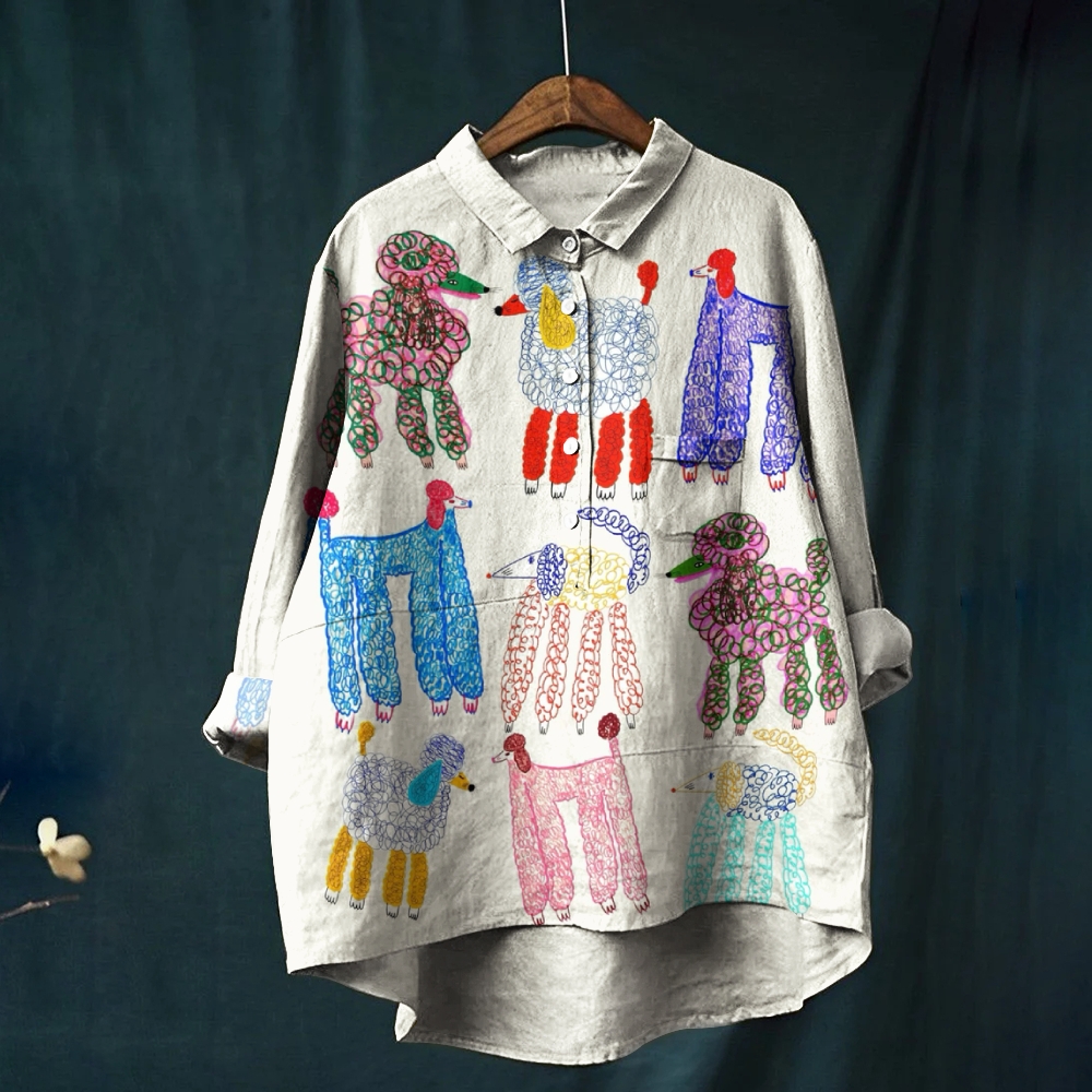 Women's Cartoon Dog Printed Casual Shirt