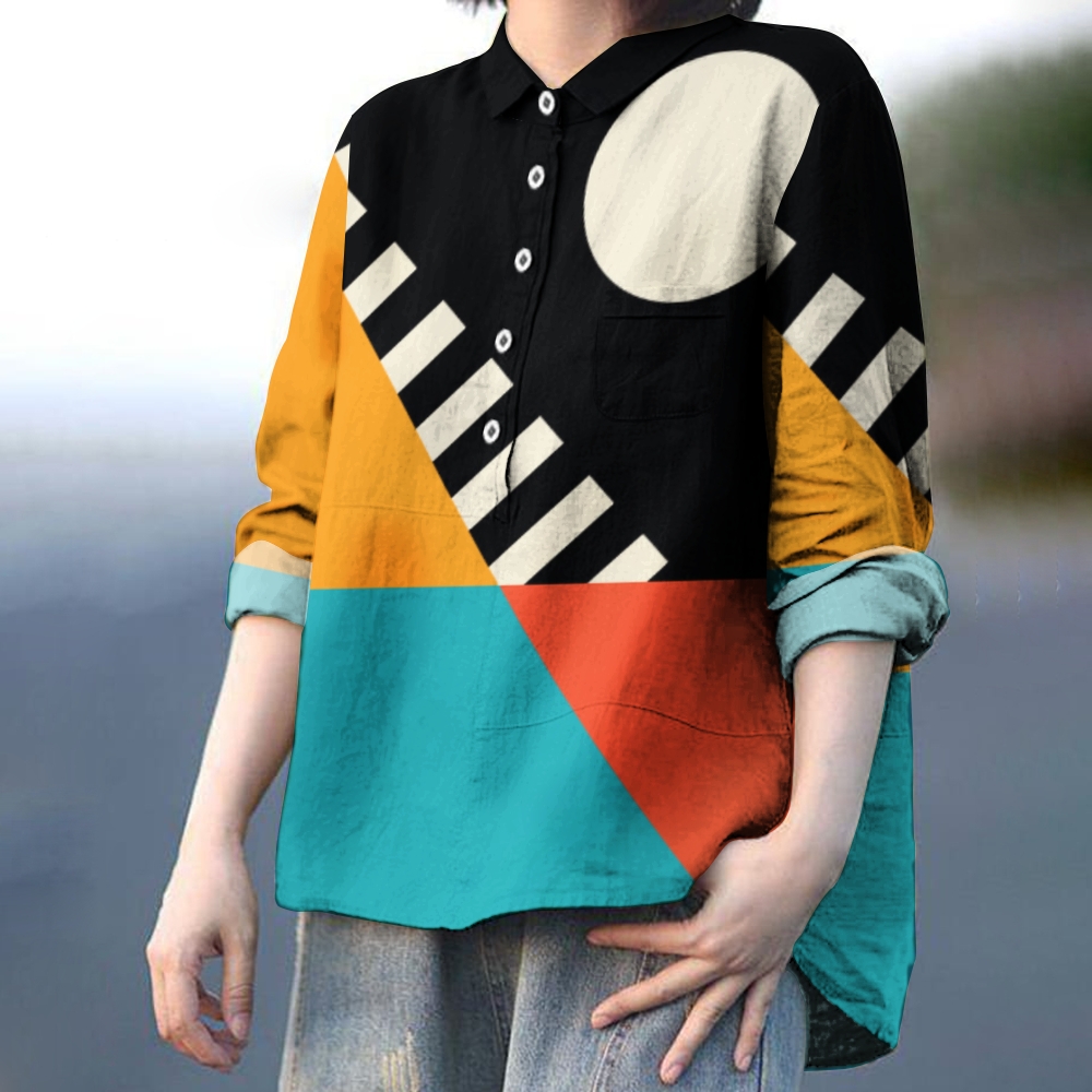Women's Colorful Geometry Printed Casual Shirt