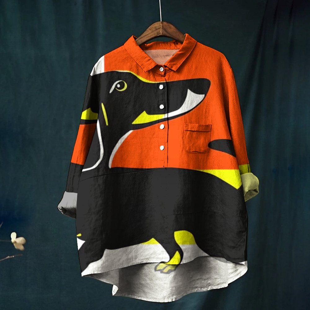 Women's Colorful Art Dog Printed Casual Shirt