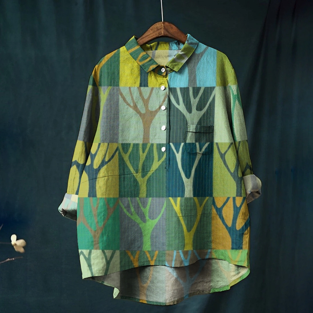 Women's Colorblock Printed Casual Shirt