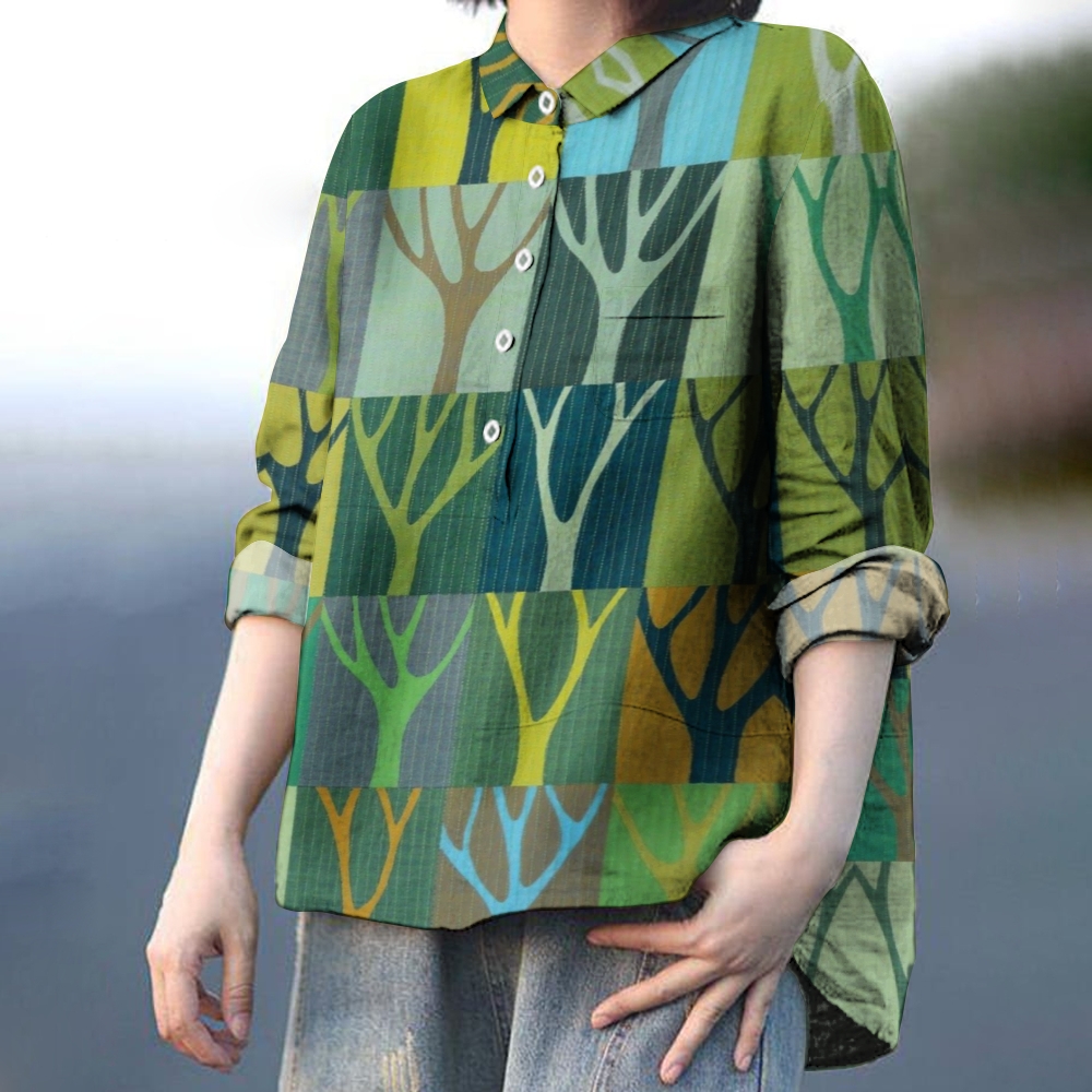 Women's Colorblock Printed Casual Shirt