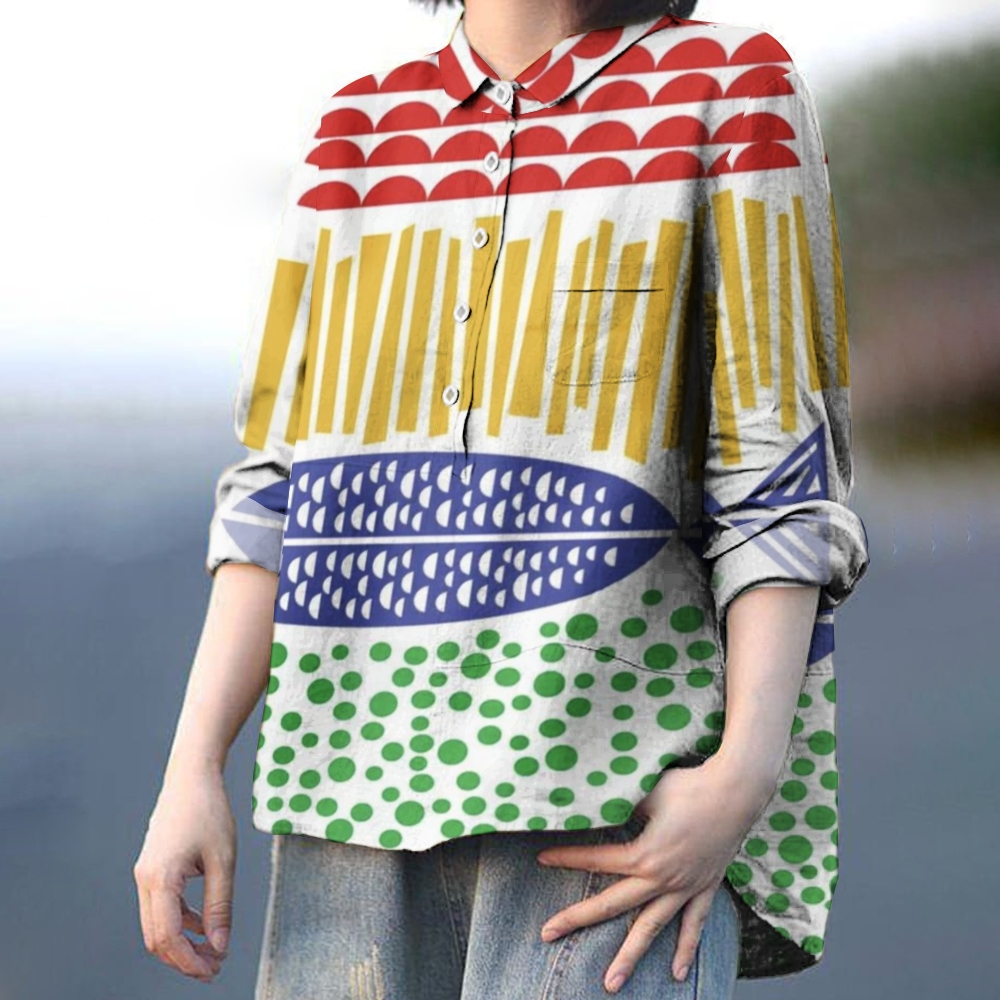 Women's Geometric Fish Printed Casual Shirt