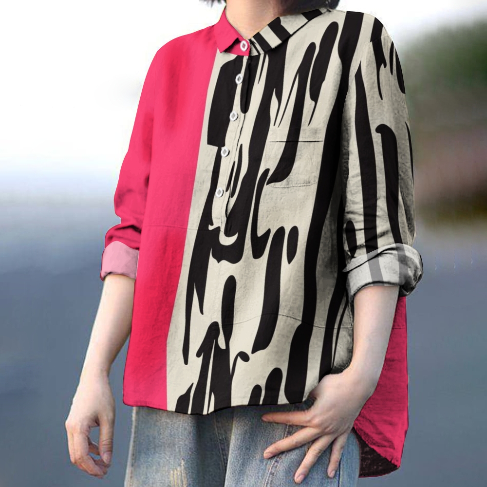 Women's Geometric Lines Printed Casual Shirt