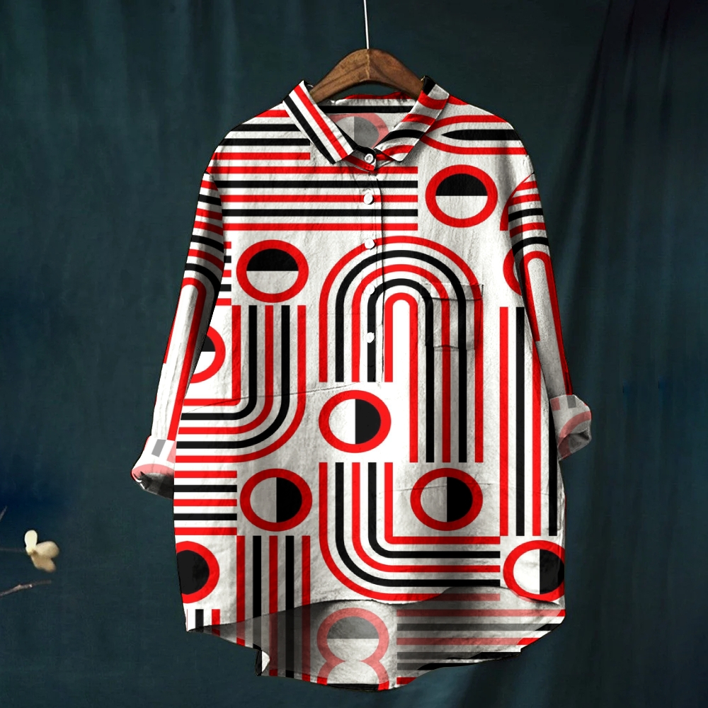 Women's Geometric Stripes Printed Casual Shirt