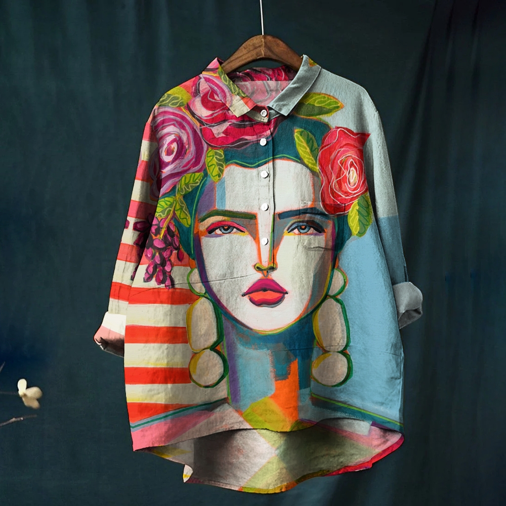 Women's Colorblock Art Printed Casual Shirt