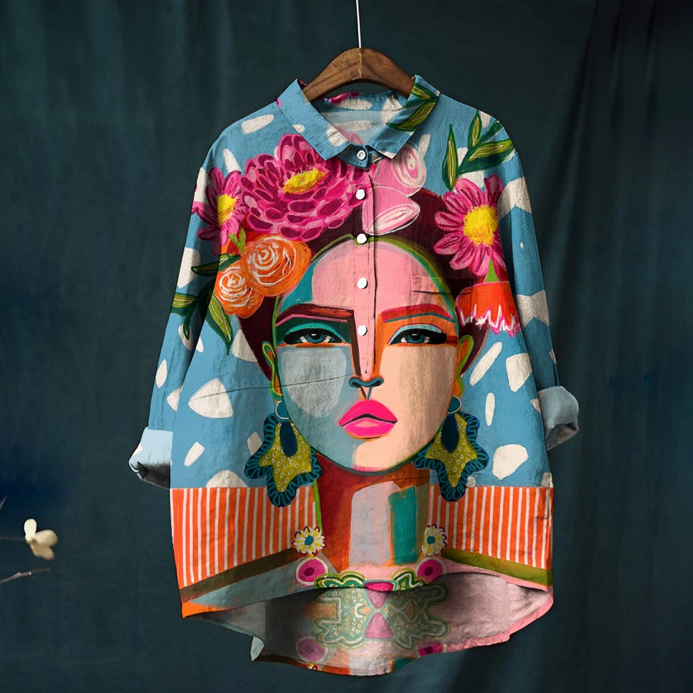 Women's Colorblock Art Printed Casual Shirt