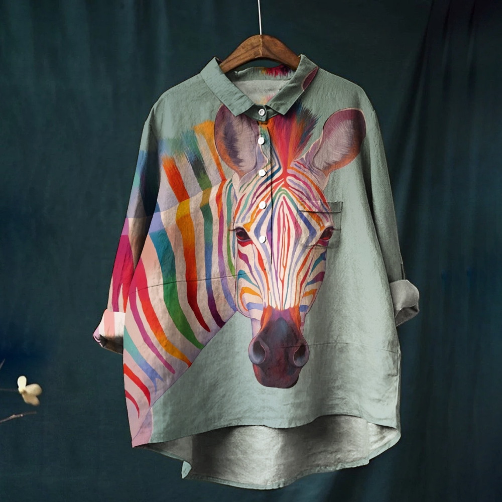 Women's Colorful Horse Printed Casual Shirt