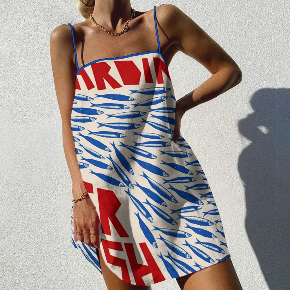 Vintage Sardine Print Mini Dress