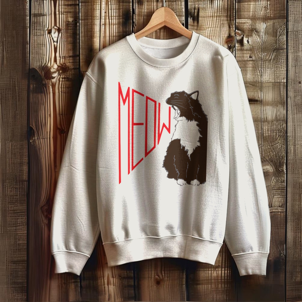 Unisex Meow Cat Printed Sweatshirt