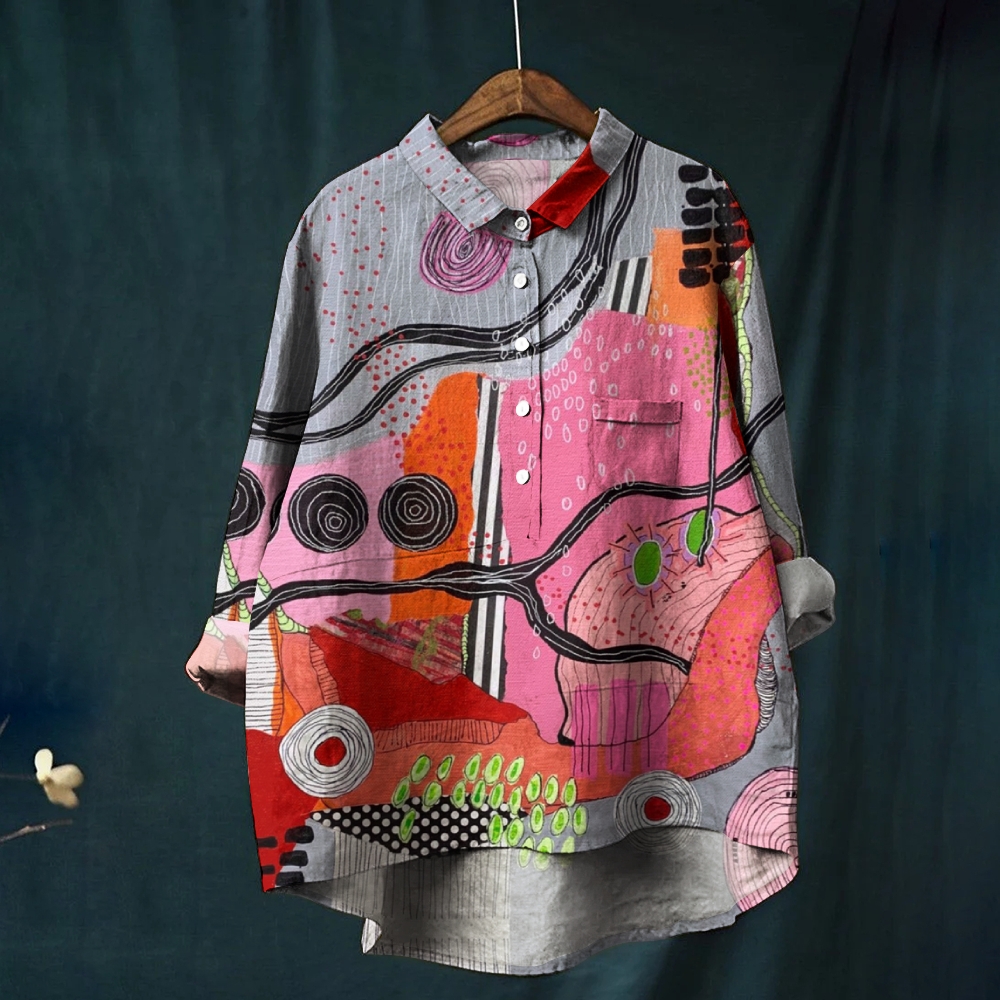 Women's Colorblock Art Printed Casual Shirt