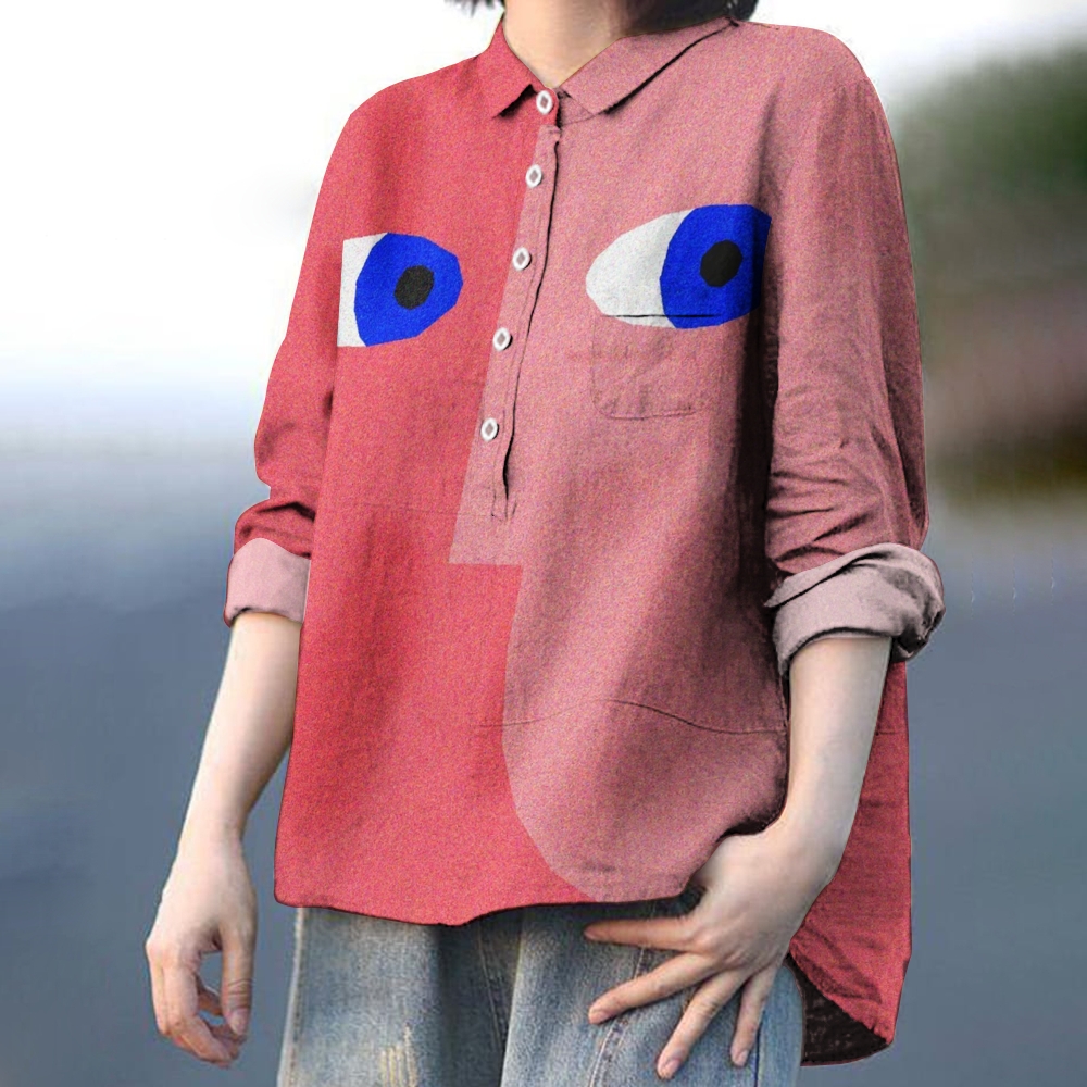 Women's Facial Expression Printed Casual Shirt