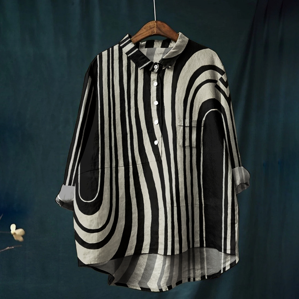 Women's Geometric Stripes Printed Casual Shirt
