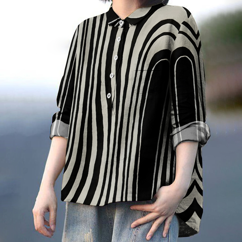Women's Geometric Stripes Printed Casual Shirt