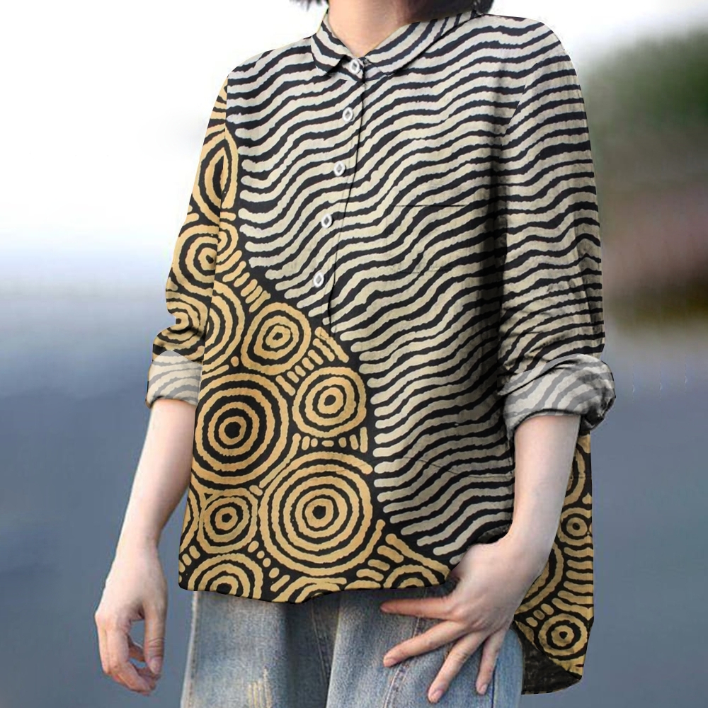 Women's Geometric Splicing Printed Casual Shirt