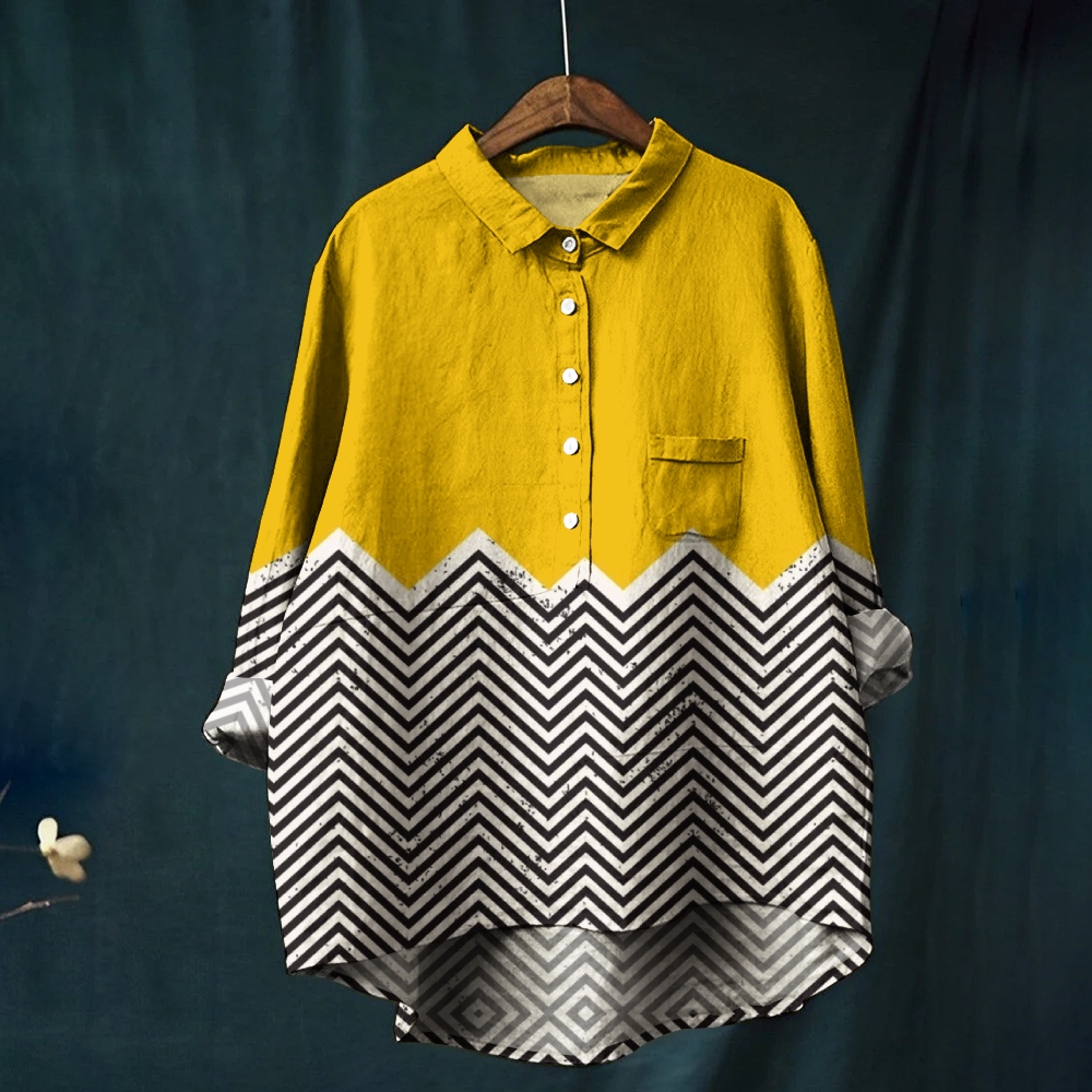 Women's Geometry Lines Printed Casual Shirt