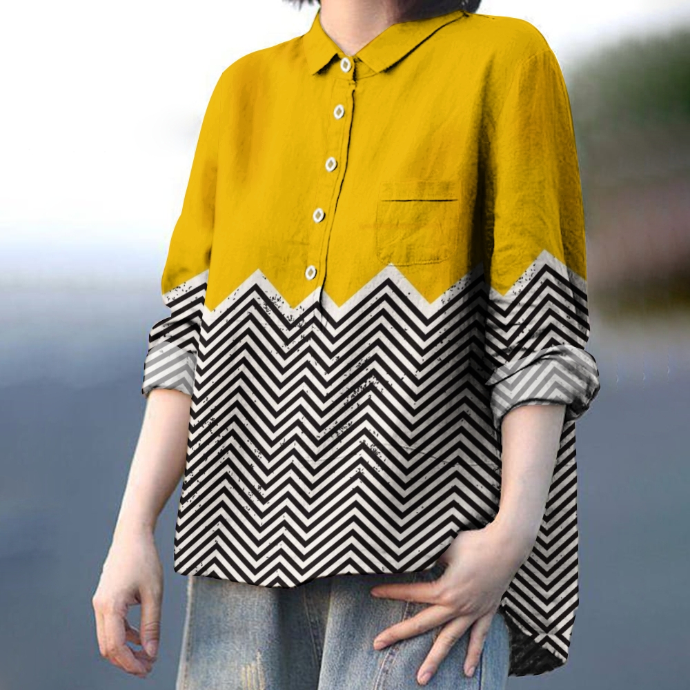 Women's Geometry Lines Printed Casual Shirt