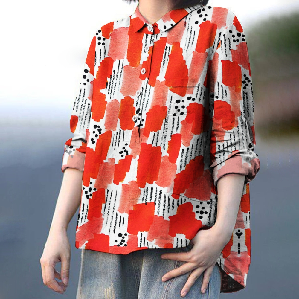 Women's Art Watercolor Printed Casual Shirt