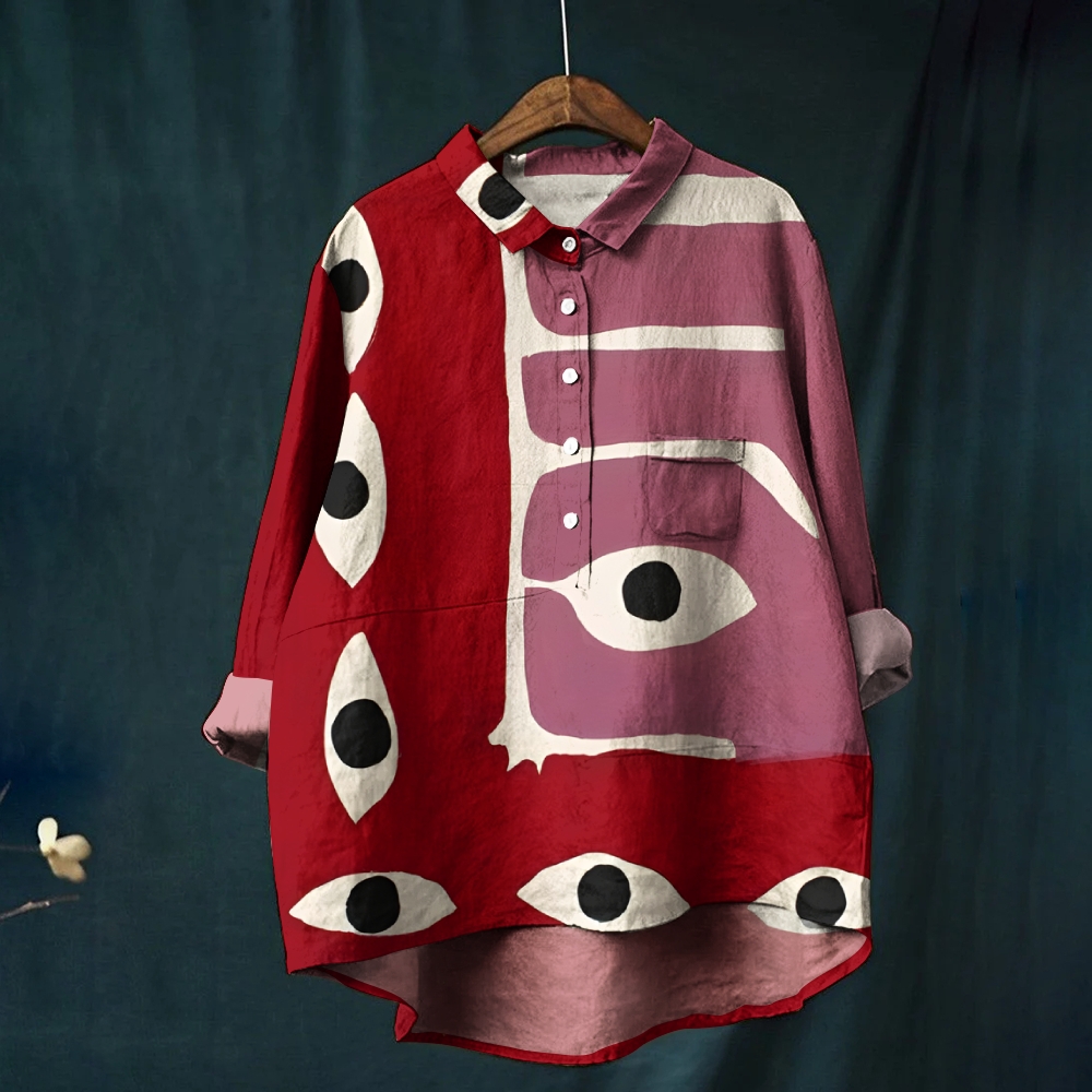 Women's Abstract Art Eyes Printed Casual Shirt