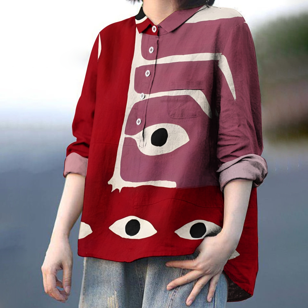 Women's Abstract Art Eyes Printed Casual Shirt