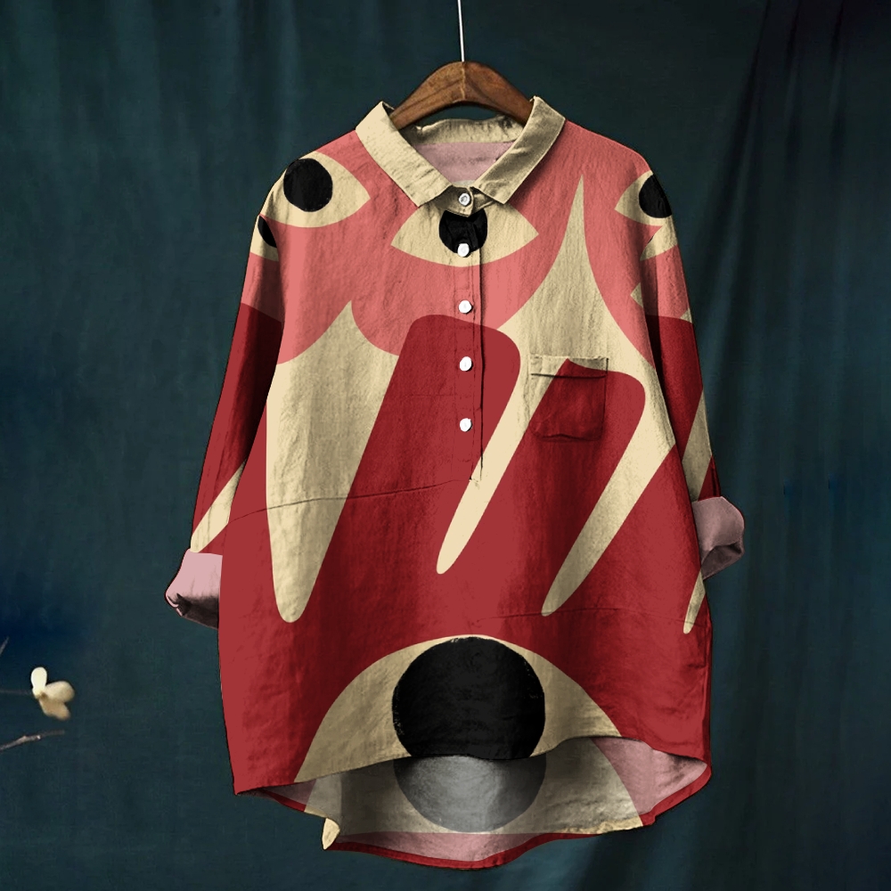 Women's Abstract Art Eyes Printed Casual Shirt