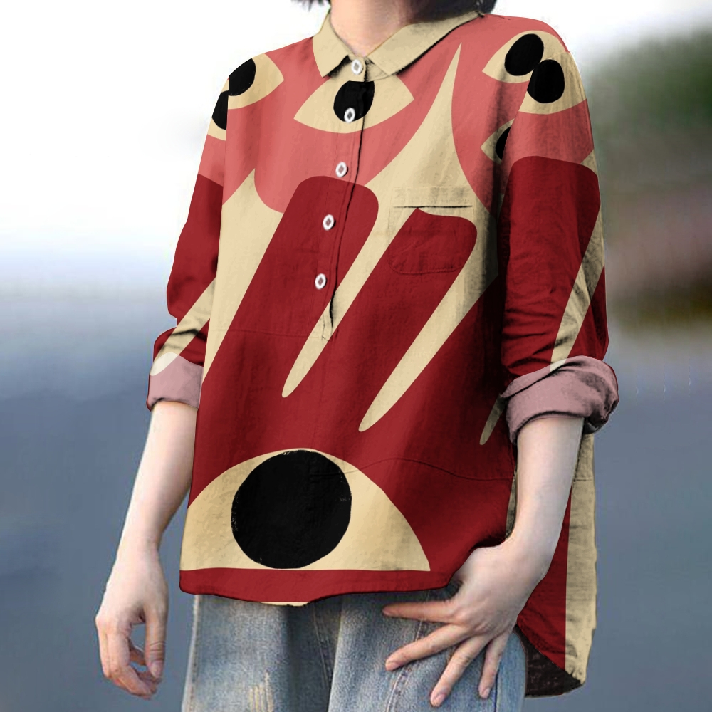 Women's Abstract Art Eyes Printed Casual Shirt