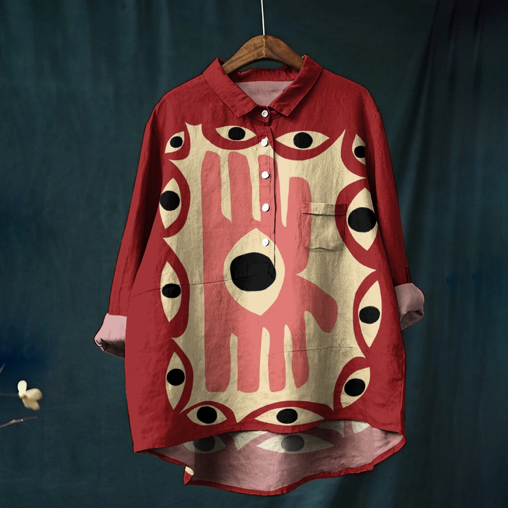 Women's Abstract Art Eyes Printed Casual Shirt