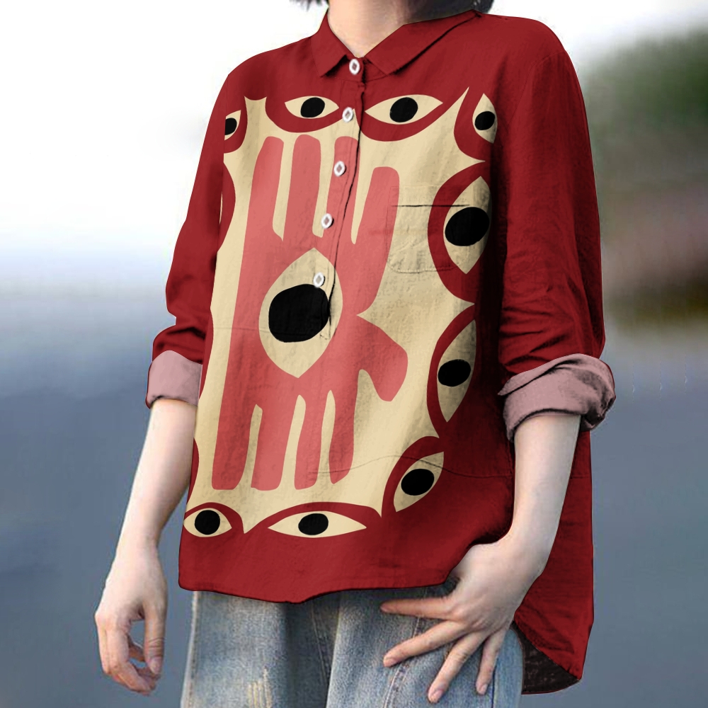Women's Abstract Art Eyes Printed Casual Shirt