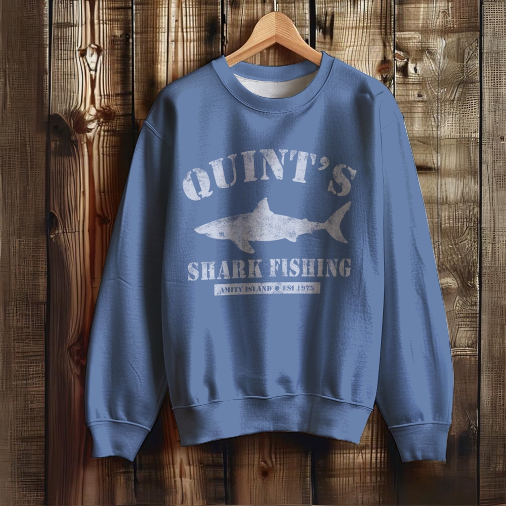 Unisex Shark Fishing Printed Sweatshirt