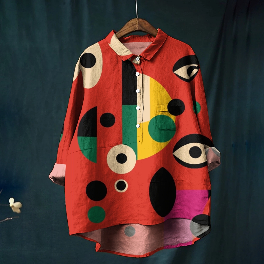 Women's Abstract Art Eyes Printed Casual Shirt