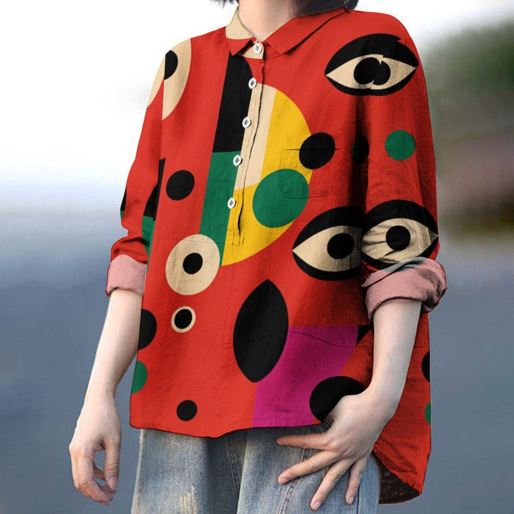 Women's Abstract Art Eyes Printed Casual Shirt