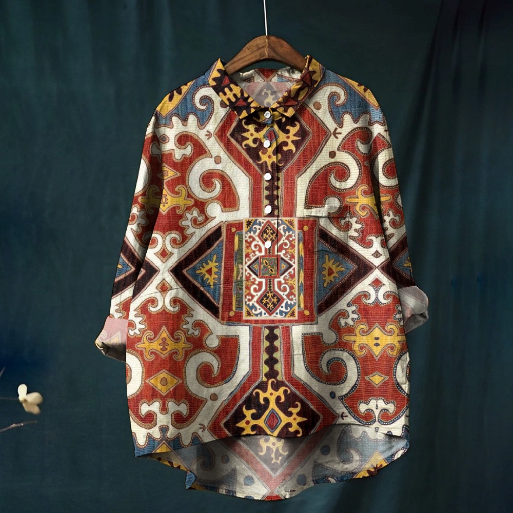 Women's Vintage Enthic Pattern Printed Casual Shirt