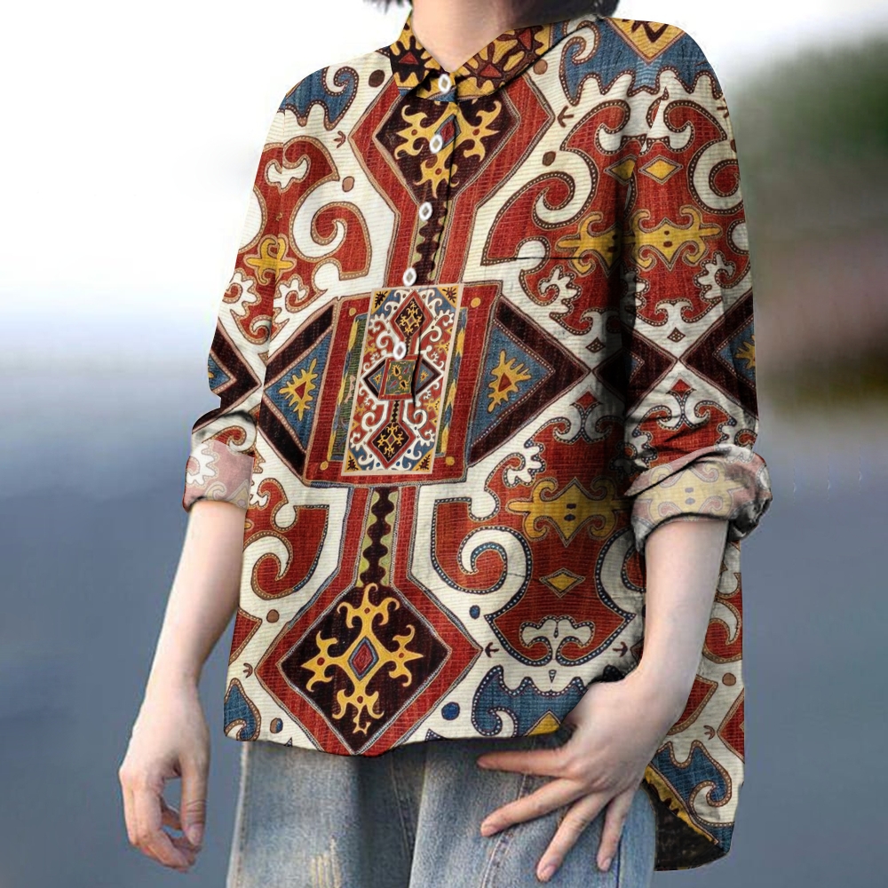 Women's Vintage Enthic Pattern Printed Casual Shirt