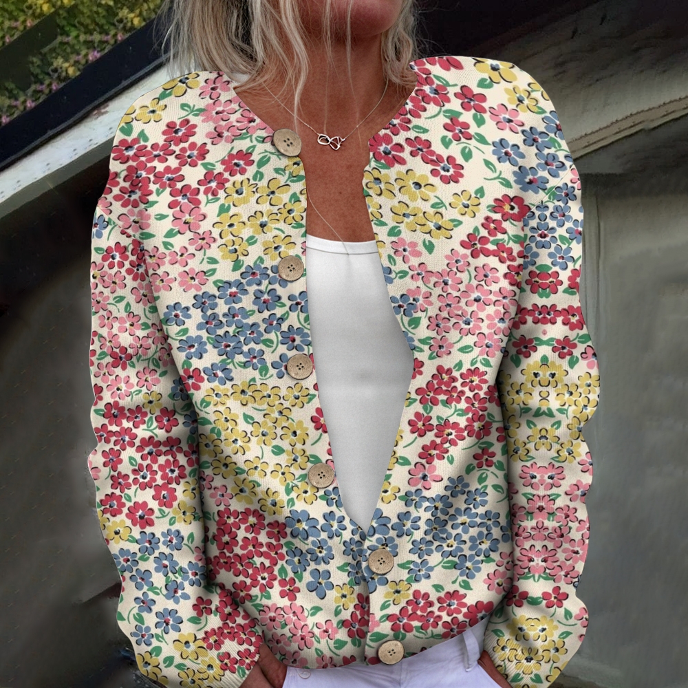 Women's Printed Casual Cardigan Sweater
