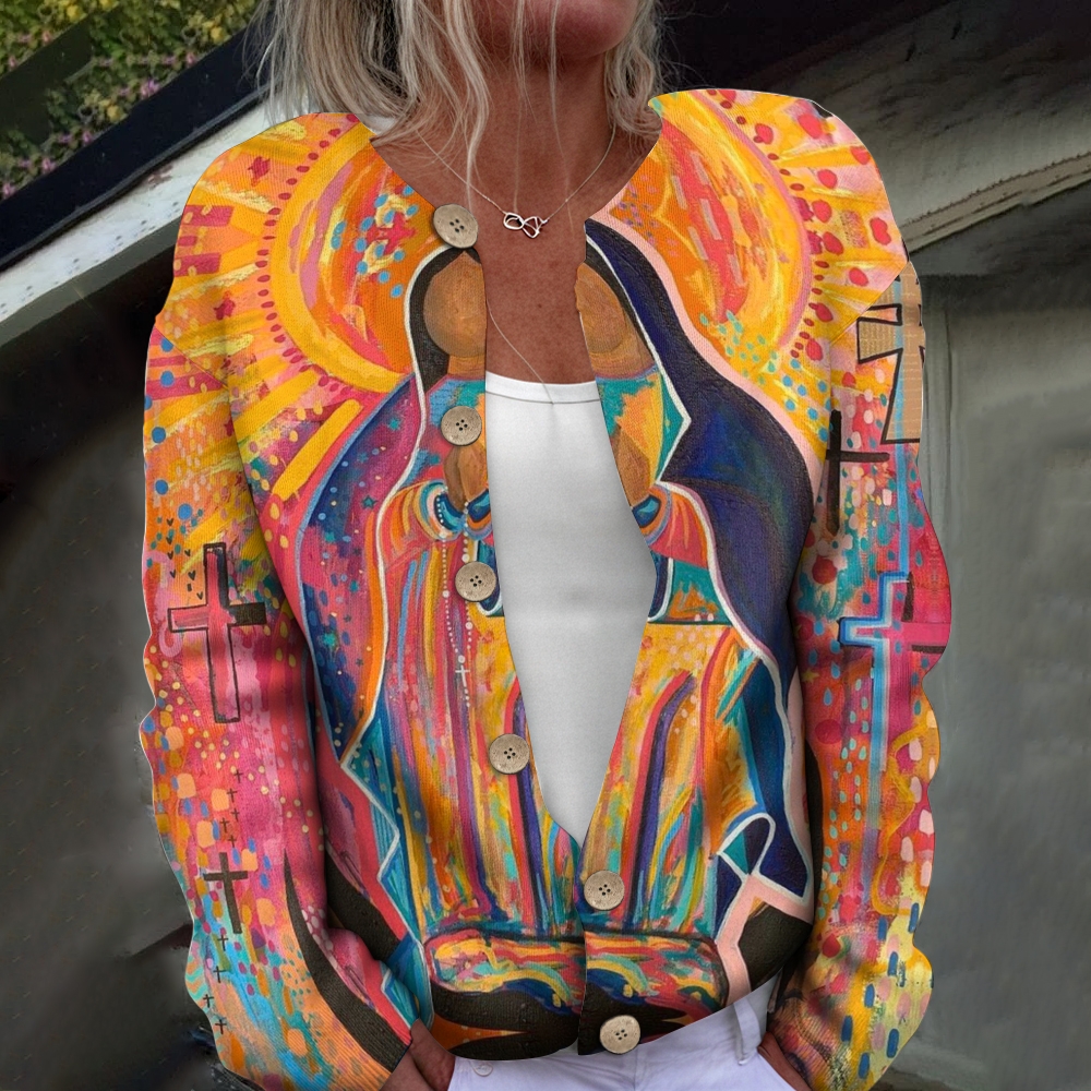 Women's Printed Casual Cardigan Sweater