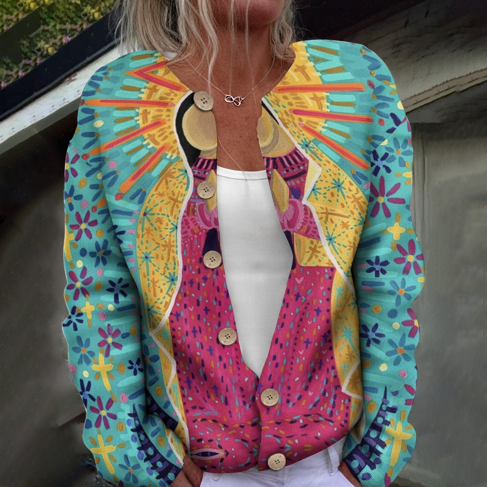 Women's Printed Casual Cardigan Sweater