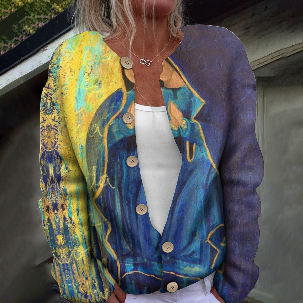 Women's Printed Casual Cardigan Sweater