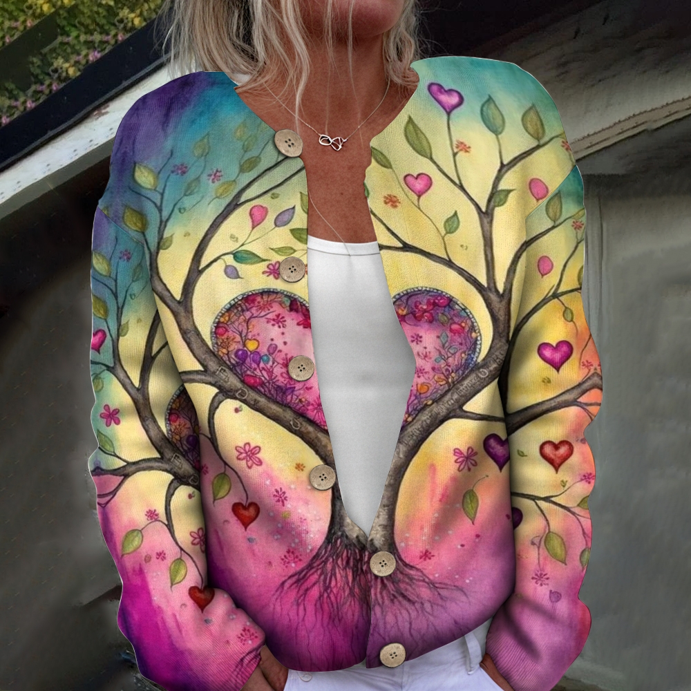 Women's Printed Casual Cardigan Sweater