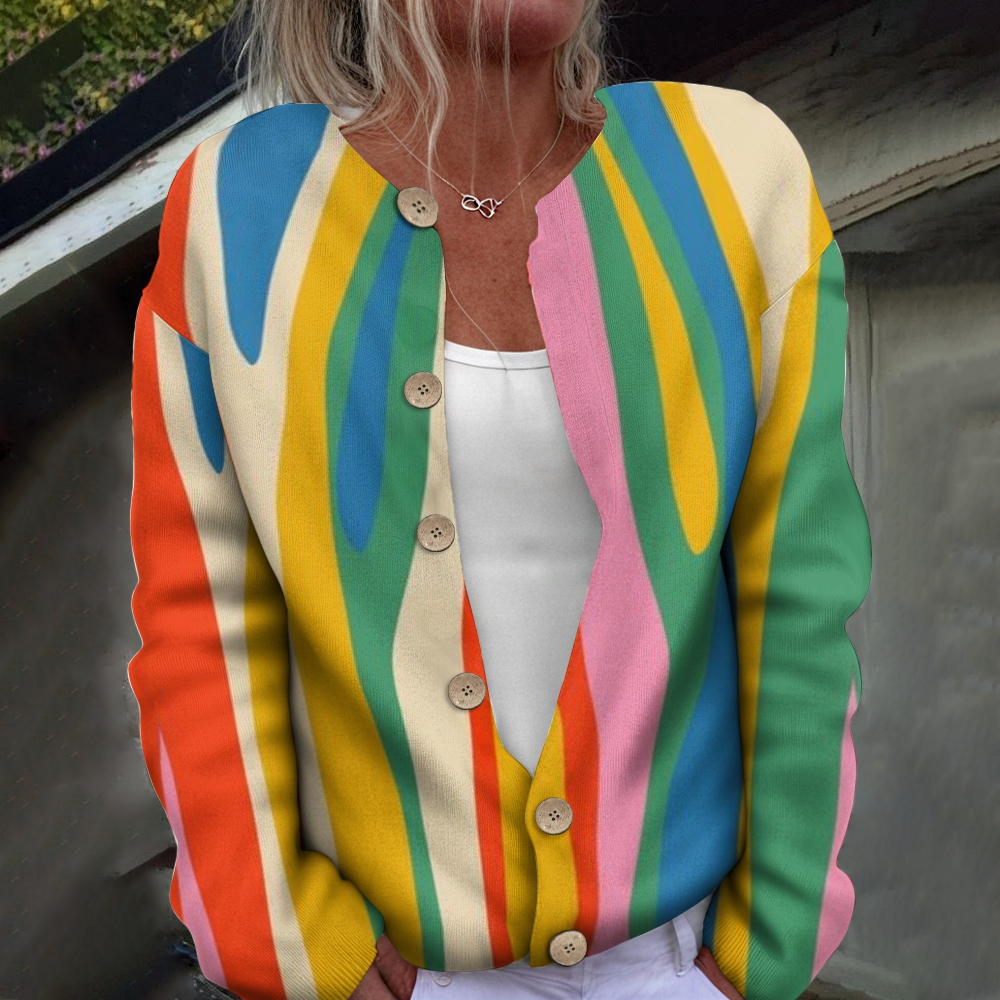 Women's Printed Casual Cardigan Sweater