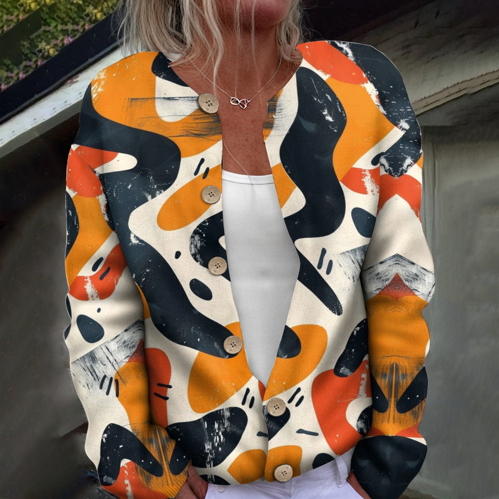 Women's Printed Casual Cardigan Sweater