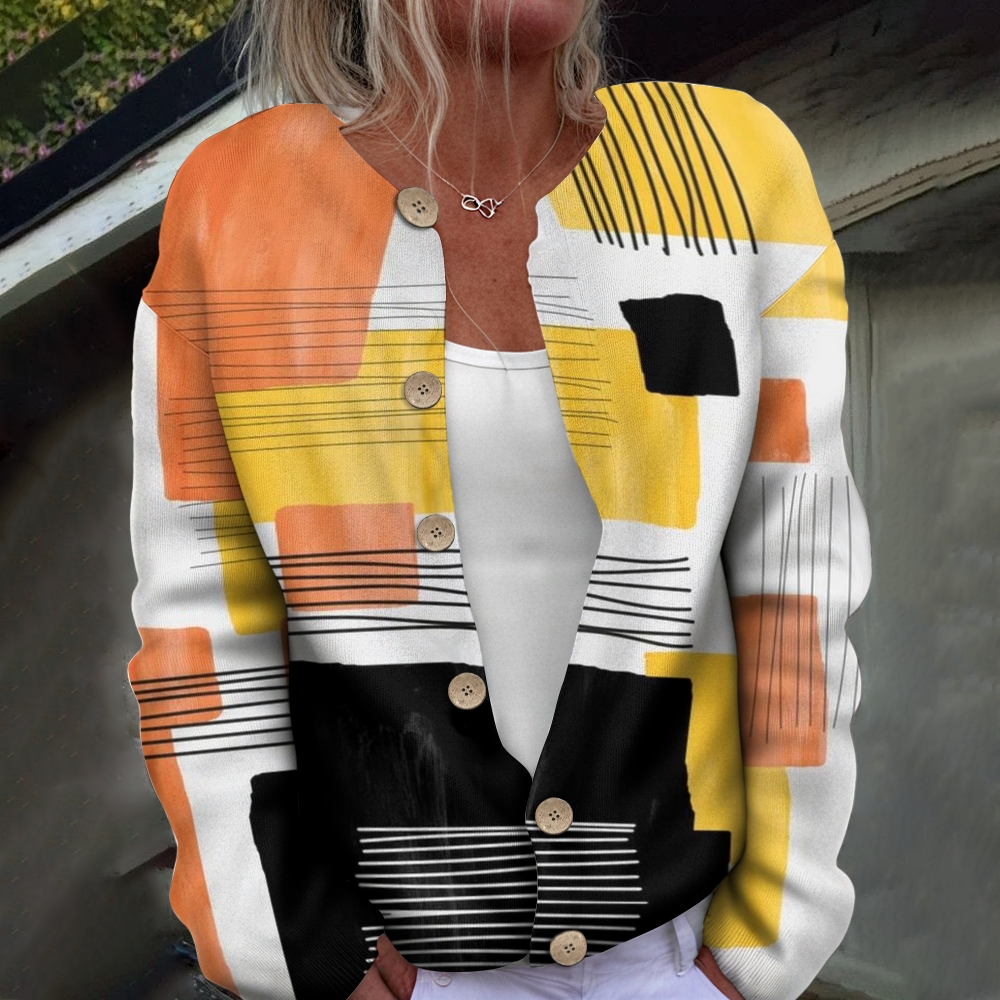 Women's Printed Casual Cardigan Sweater