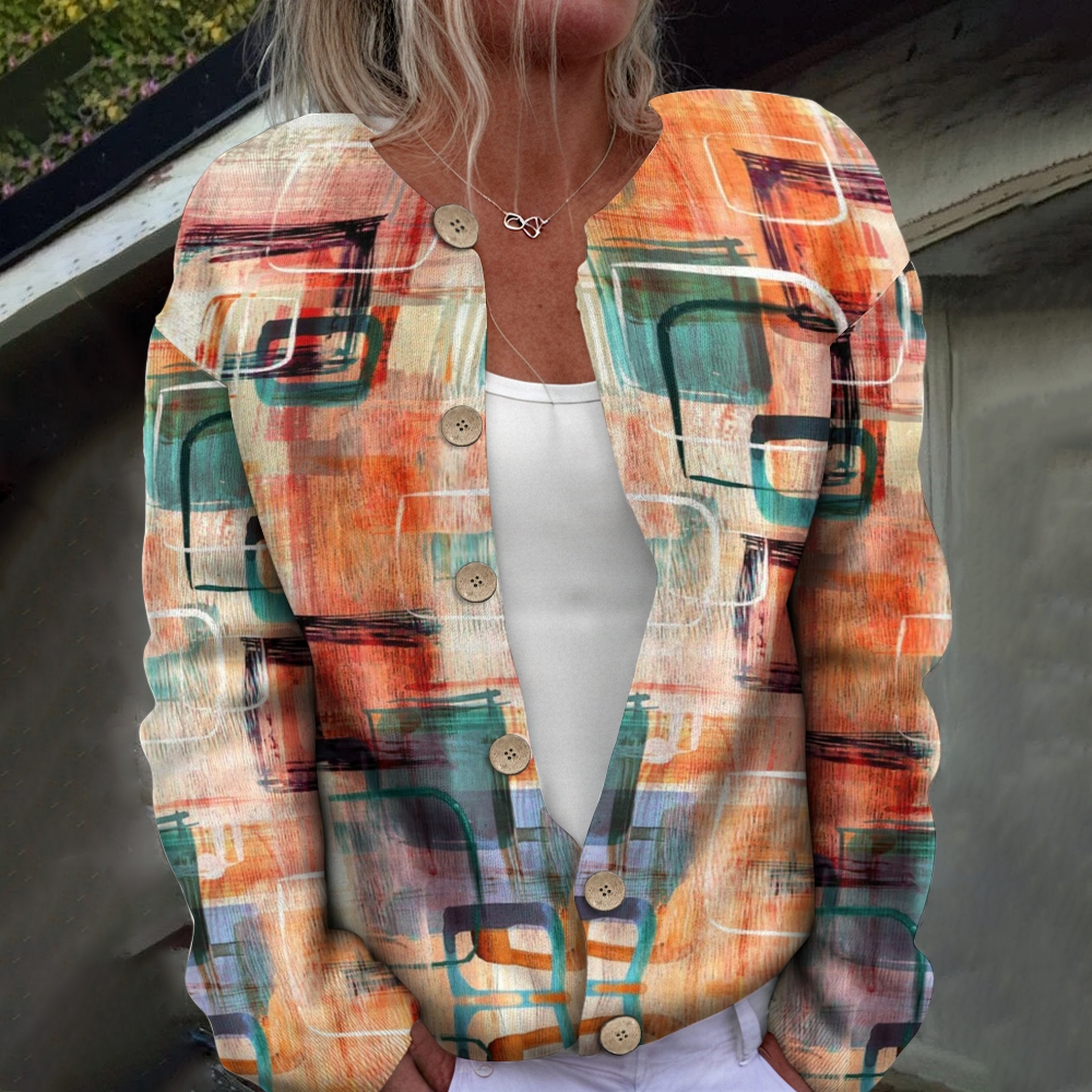 Women's Printed Casual Cardigan Sweater