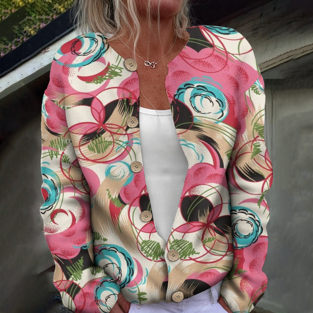 Women's Printed Casual Cardigan Sweater